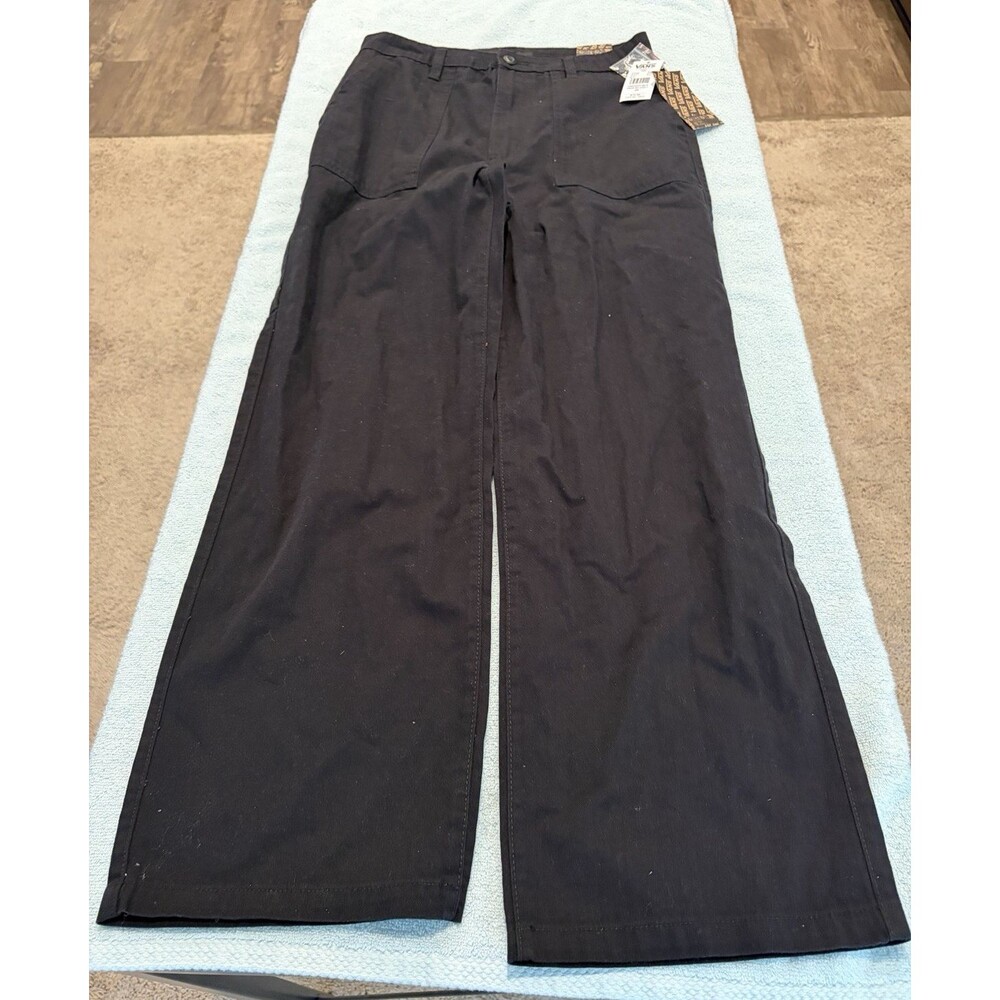 Vans Womens Union Workwear Pants 26 Black Wide Leg Utility NWT $70 VN000HJC